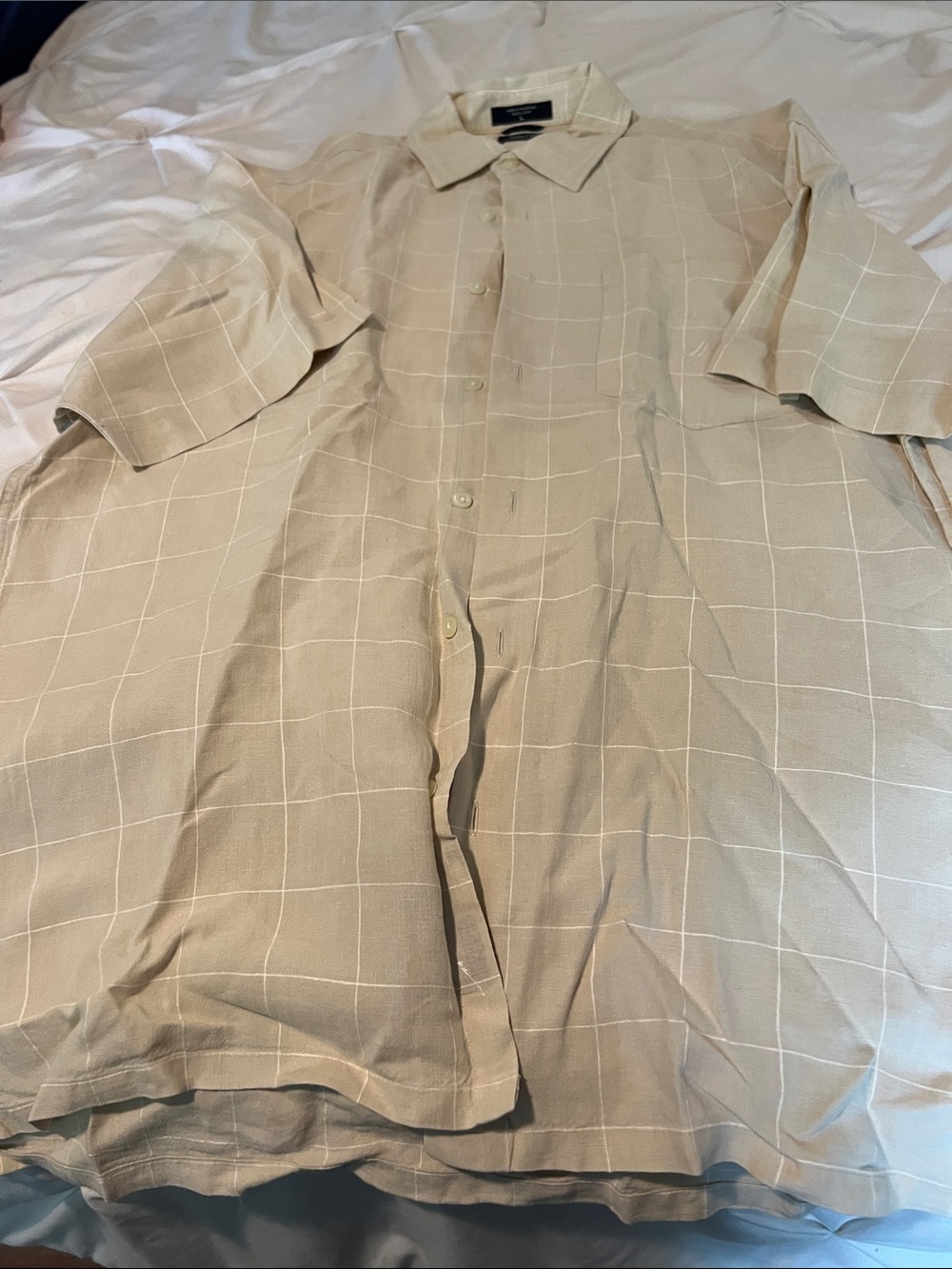 Nautica Beige Windowpane Button-Down Shirt
